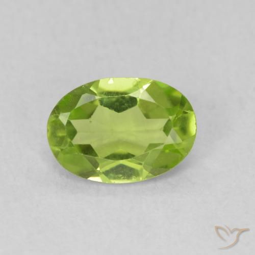 0.75ct Natural Verde vivo Peridoto, Ovalada, VS