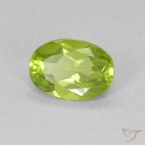 Peridoto Verde vivo natural de 0.86 ct, Ovalada, VS
