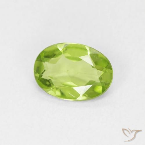 Peridoto Verde vivo natural de 0.72 ct, Ovalada, VVS-VS