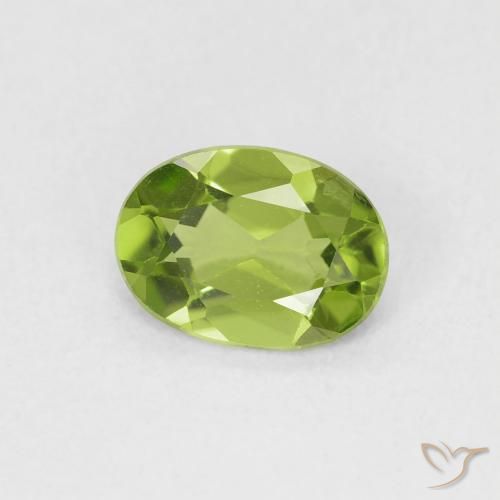 Peridoto Verde amarillento natural de 0.83 ct, Ovalada, VVS-VS