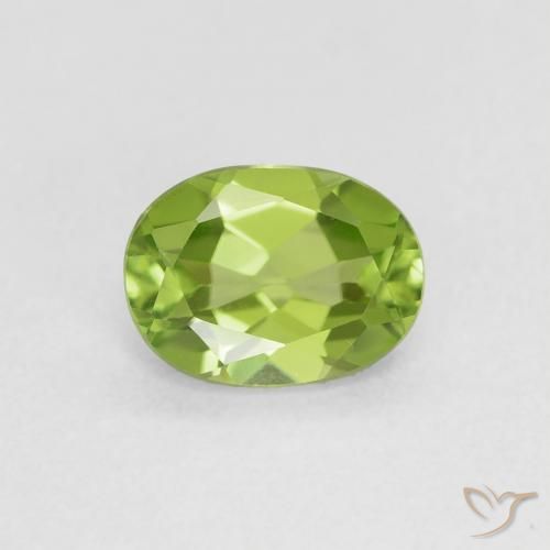 0.90ct Natural Verde amarillento Peridoto, Ovalada, VVS-VS