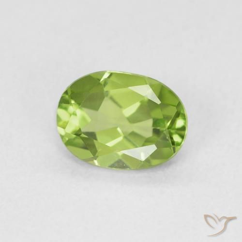 Peridoto Verde amarillento natural de 0.90 ct, Ovalada, VVS-VS