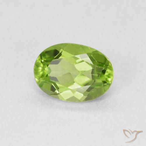Peridoto Verde vivo natural de 1.00 ct, Ovalada, VVS-VS