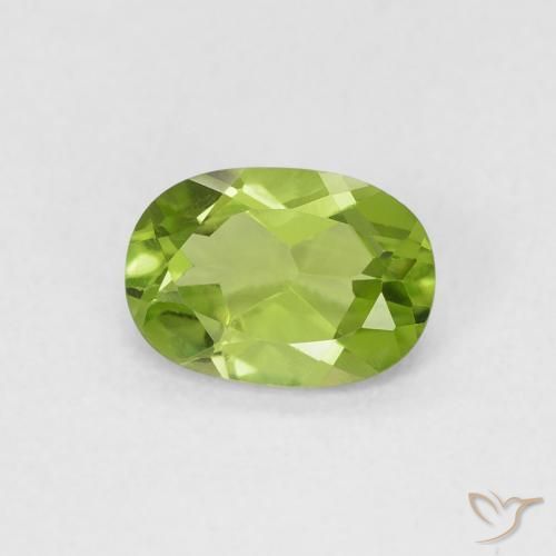Peridoto Verde amarillento natural de 0.85 ct, Ovalada, VVS-VS