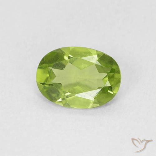 Peridoto Verde vivo claro natural de 0.80 ct, Ovalada, VVS-VS