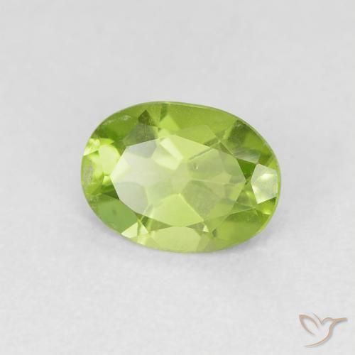 Peridoto Verde vivo natural de 0.83 ct, Ovalada, VS