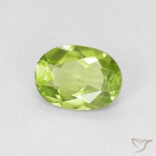 Peridoto Verde vivo natural de 0.81 ct, Ovalada, VS
