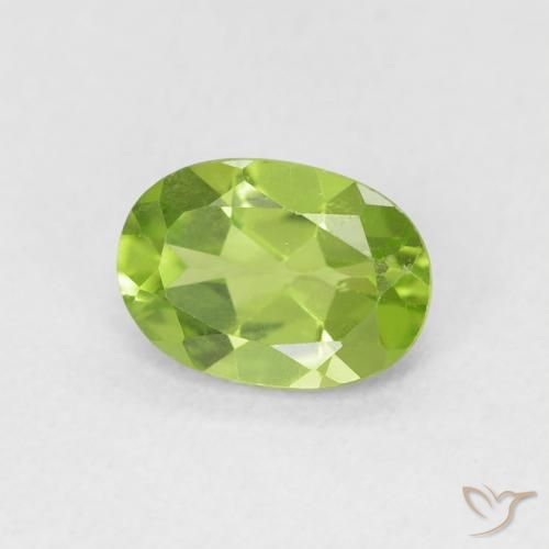 Peridoto Verde amarillento natural de 0.90 ct, Ovalada, VS