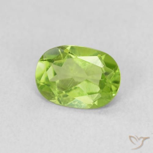 Peridoto Verde amarillento natural de 0.85 ct, Ovalada, VS