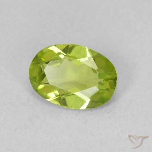 Peridoto Verde vivo natural de 0.76 ct, Ovalada, VVS-VS