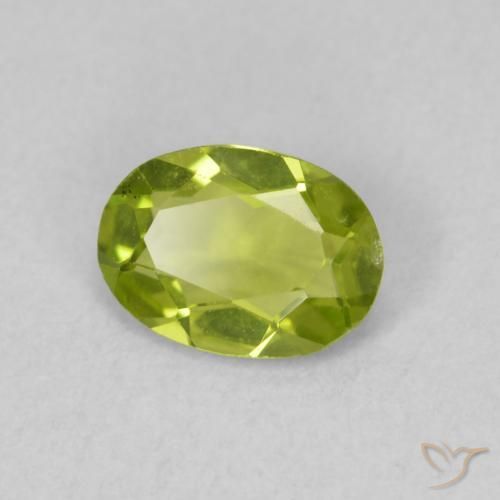 Peridoto Verde vivo natural de 0.72 ct, Ovalada, VVS-VS