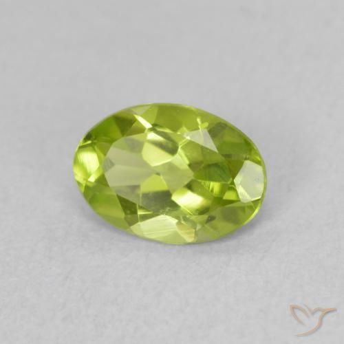 Peridoto Verde amarillento intenso natural de 0.70 ct, Ovalada, VVS-VS