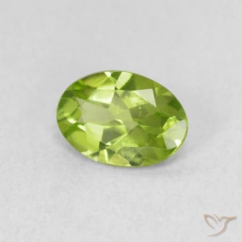 Peridoto Verde vivo natural de 0.74 ct, Ovalada, VS