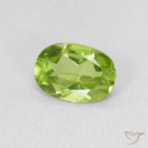 Peridoto Verde vivo natural de 0.79 ct, Ovalada, VS
