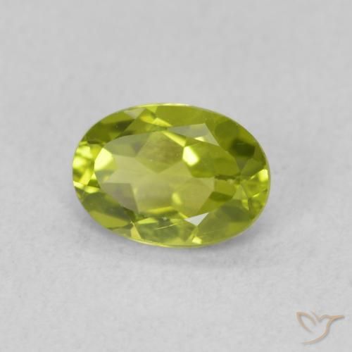 Peridoto Verde vivo natural de 0.82 ct, Ovalada, VS
