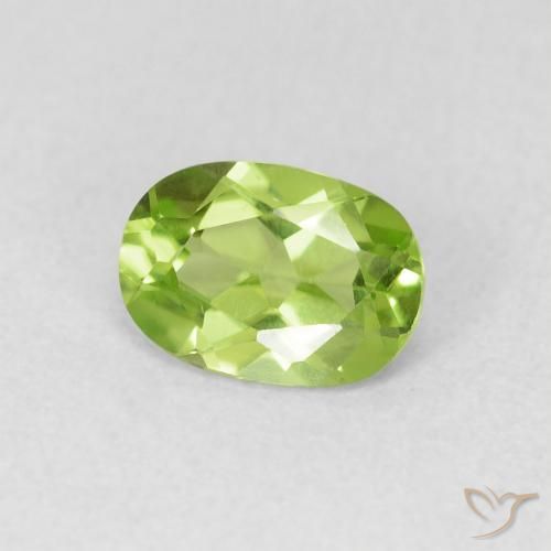 Peridoto Verde amarillento natural de 0.85 ct, Ovalada, VVS-VS