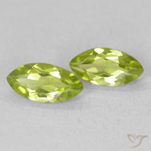 Gemas de Peridoto Verde amarillento intenso natural de 1.18 ct, Marquesa, VS