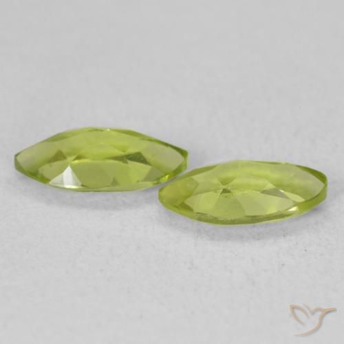 Gemas de Peridoto Verde amarillento intenso natural de 1.18 ct, Marquesa, VS