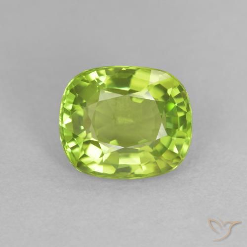 2.16ct Natural Verde amarillento Peridoto, Forma Cojín, VS