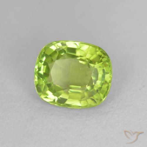 Peridoto Verde amarillento natural de 2.16 ct, Forma Cojín, VS