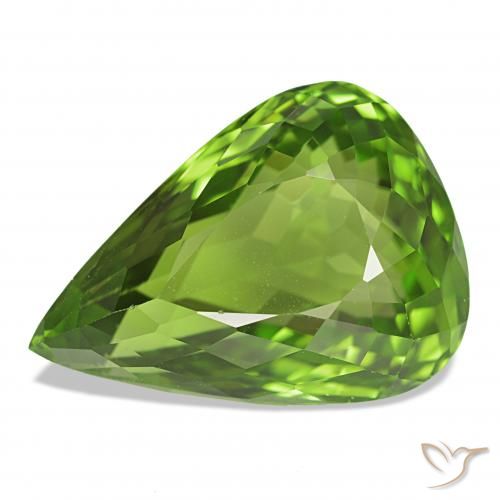 Peridoto Verde vivo natural de 11.98 ct, En forma de pera, VVS-VS