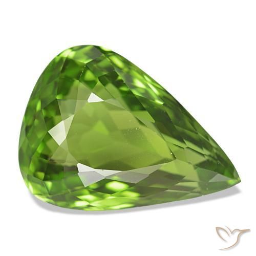 Peridoto Verde vivo natural de 11.98 ct, En forma de pera, VVS-VS