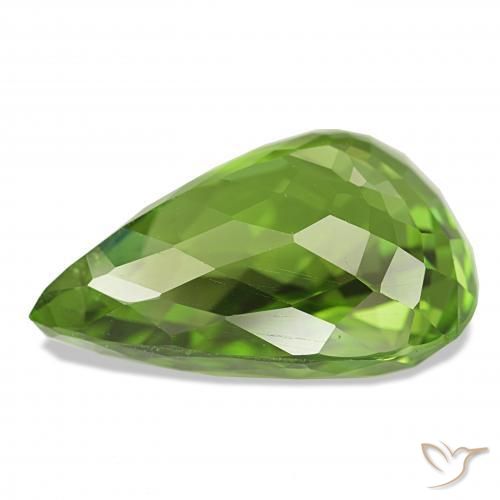 Peridoto Verde vivo natural de 11.98 ct, En forma de pera, VVS-VS