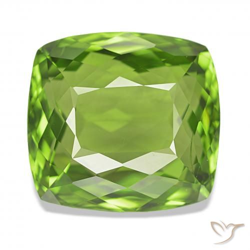 Peridoto Verde medio natural de 12.53 ct, Forma Cojín, VVS-VS