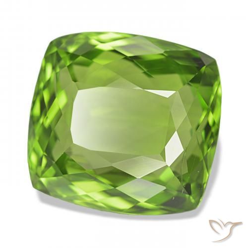 Peridoto Verde medio natural de 12.53 ct, Forma Cojín, VVS-VS