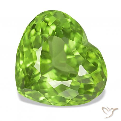 Peridoto Verde medio natural de 6.28 ct, Corazón, VVS-VS