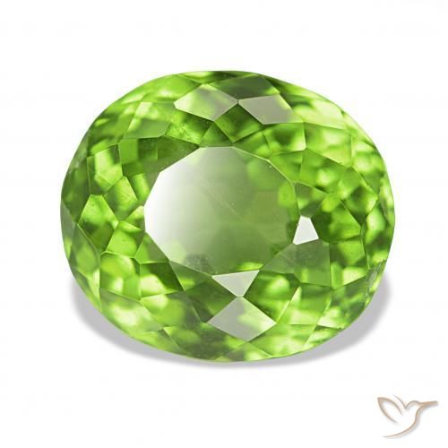 Peridoto Verde vivo natural de 7.00 ct, Ovalada, VVS-VS