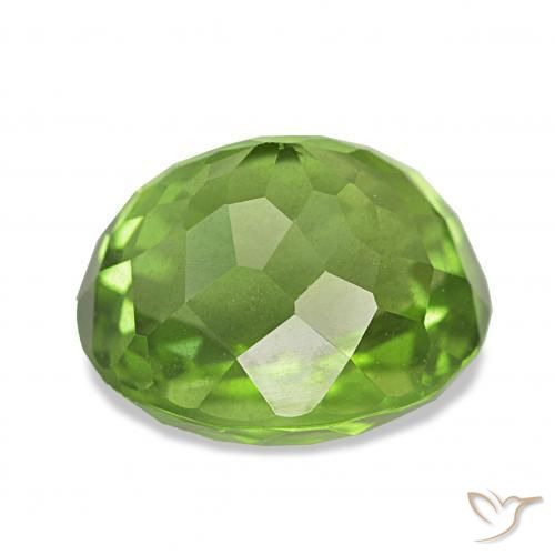 Peridoto Verde vivo natural de 7.00 ct, Ovalada, VVS-VS