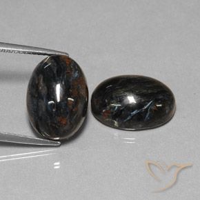 Gemas de Pietersita Negro natural de 13.25 ct, Ovalada, Opaco