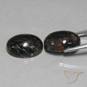 Gemas de Pietersita Negro natural de 13.25 ct, Ovalada, Opaco