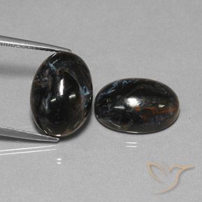 Gemas de Pietersita Negro natural de 12.75 ct, Ovalada, Opaco