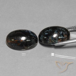 Gemas de Pietersita Negro natural de 12.75 ct, Ovalada, Opaco