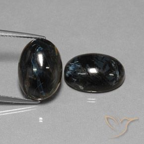 Gemas de Pietersita Negro natural de 12.68 ct, Ovalada, Opaco