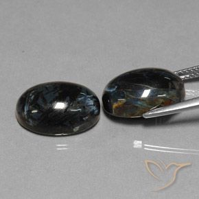 Gemas de Pietersita Negro natural de 12.68 ct, Ovalada, Opaco