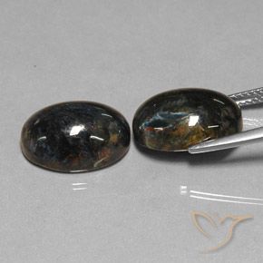Gemas de Pietersita Negro natural de 12.84 ct, Ovalada, Opaco