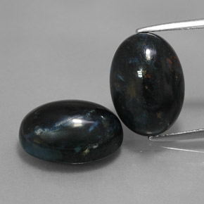 Gemas de pietersita negro natural de 12,24 ct, corte óvalo, opaco