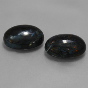 Gemas de pietersita negro natural de 12,24 ct, corte óvalo, opaco