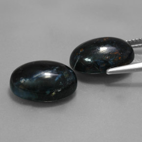 Gemas de pietersita negro natural de 12,24 ct, corte óvalo, opaco