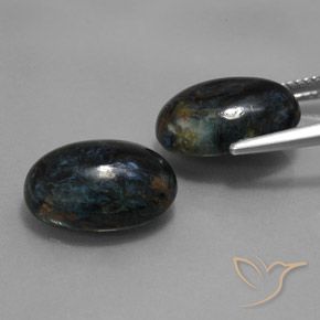 Gemas de Pietersita Negro natural de 11.78 ct, Ovalada, Opaco