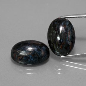 Gemas de pietersita multicolor natural de 12,84 ct, corte óvalo, opaco