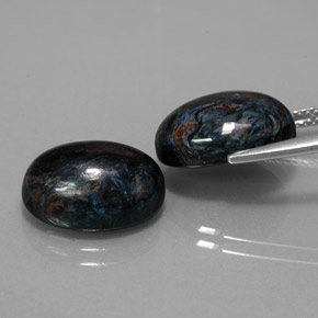 Gemas de pietersita multicolor natural de 12,84 ct, corte óvalo, opaco