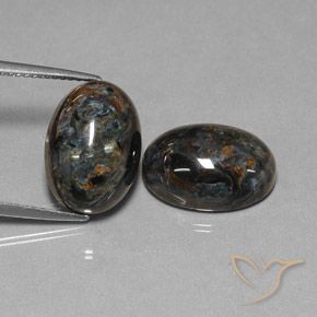 Gemas de Pietersita Negro natural de 12.85 ct, Ovalada, Opaco