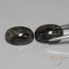 Gemas de Pietersita Negro natural de 12.85 ct, Ovalada, Opaco