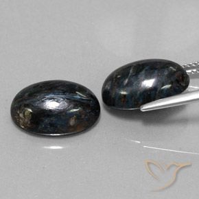 Gemas de Pietersita Negro natural de 12.08 ct, Ovalada, Opaco
