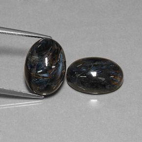 Gemas de pietersita negro natural de 12,70 ct, corte óvalo, opaco