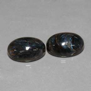 Gemas de pietersita negro natural de 12,70 ct, corte óvalo, opaco